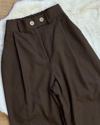 Pantalone 55% lino cioccolato