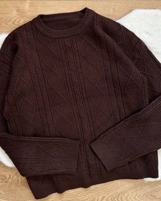 Maglione Oversize Treccia Soft - Brown e Olive