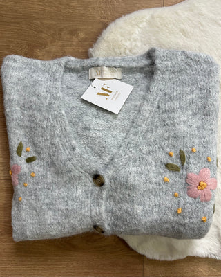 Cardigan floreale avorio - grigio - nero