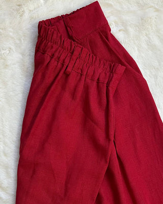 Pantalone 55% lino rosso