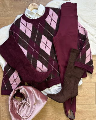 Leggings termici Effetto Seconda Pelle Burgundy