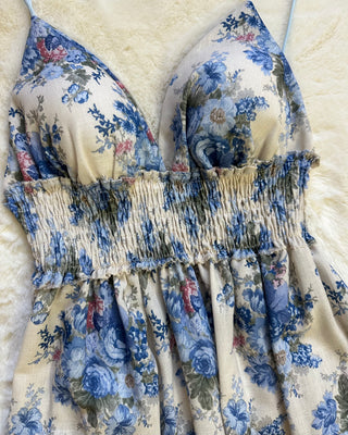 Abito floreale azzurro