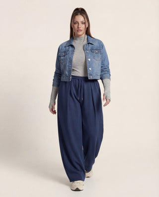 Giubbotto crop in denim
