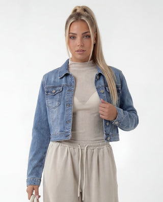 Giubbotto crop in denim