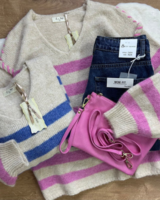 Maglione Paris scollo AV azzurro