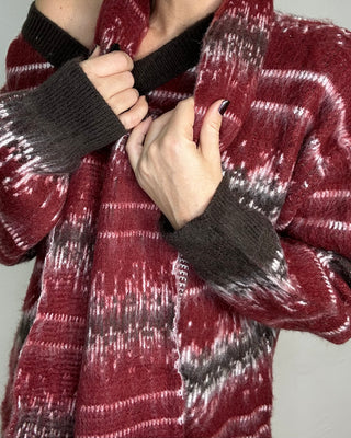 Maxi Pull Sfumato rosso con Sciarpa Coordinata