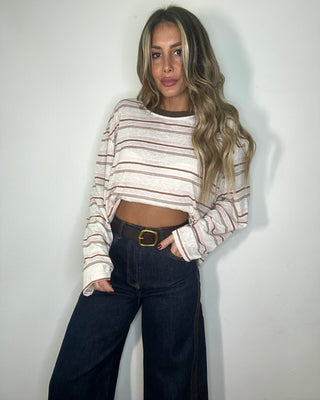 Jeans Wide Leg Raw Denim con Cintura Chocolate