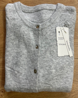 Cardigan con bottoni madreperla grigio chiaro - grigio scuro