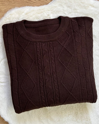 Maglione Oversize Treccia Soft - Brown e Olive