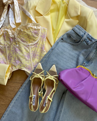 Slingback giallo con fiocco