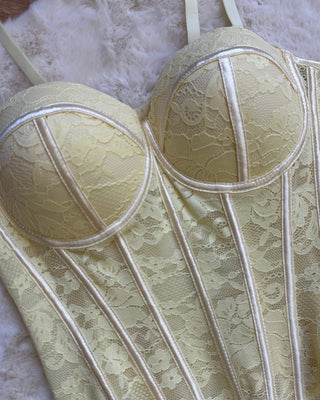 Corpetto bustier in pizzo giallo