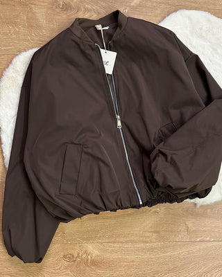 Bomber girocollo cioccolato