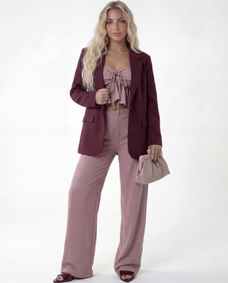 Coordinato top e pantalone rosa cipria