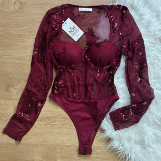 Body Corset Sequin Bordeaux