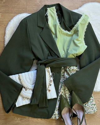 Blazer verde militare con fusciacca